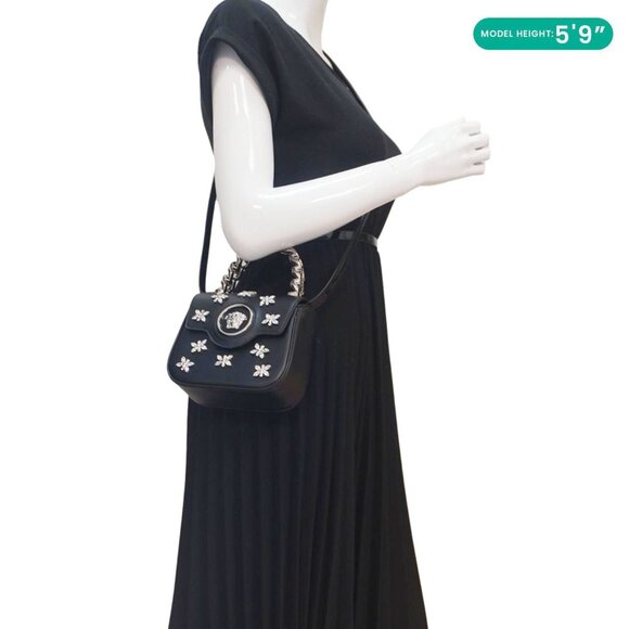 Versace La Medusa Mini Embellished Leather Top Handle Shoulder Bag Black - Picture 2 of 15